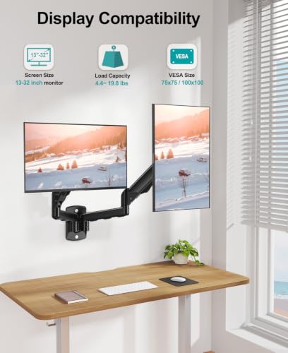 MOUNT PRO Gas-Spring Wall Monitor Arm for 13–32-Inch Screens