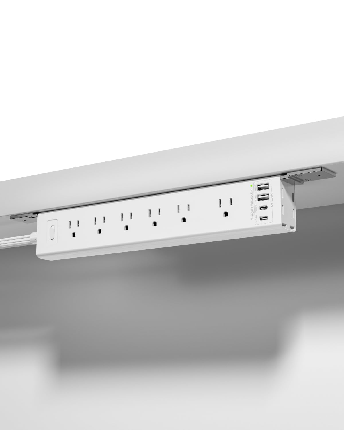360° Mountable Surge Protector Power Strip with 4 USB Ports