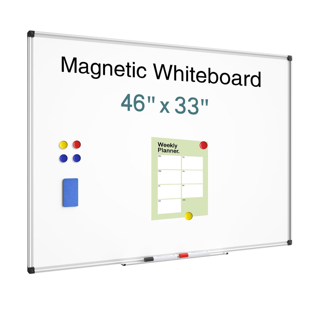 Large Magnetic Dry Erase Whiteboard with Aluminum Frame