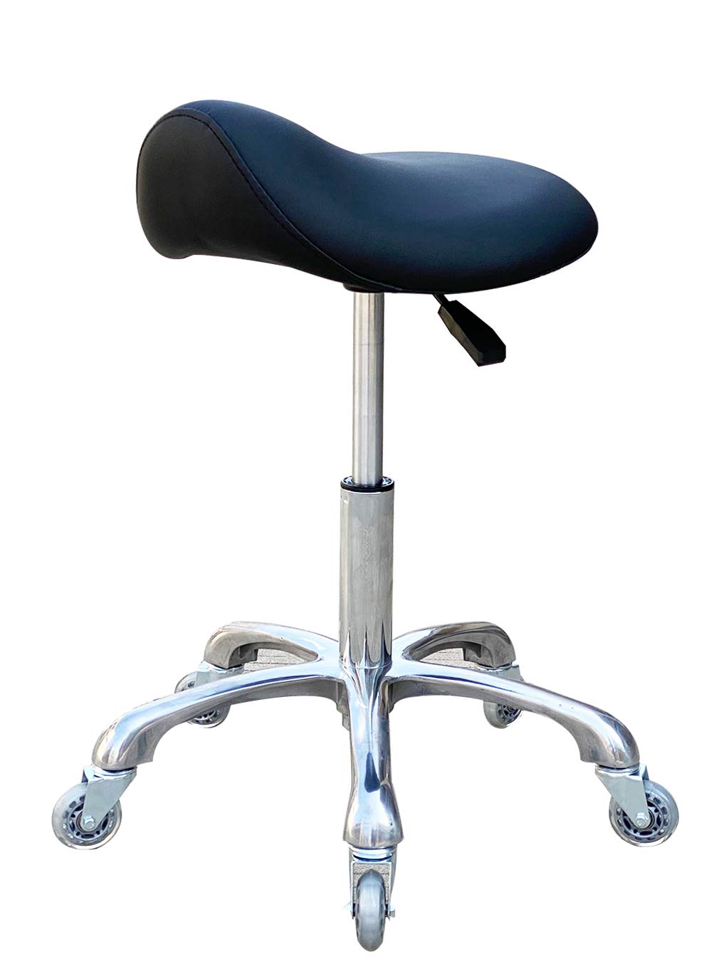 FRNIAMC Ergonomic Height-Adjustable Rolling Saddle Stool