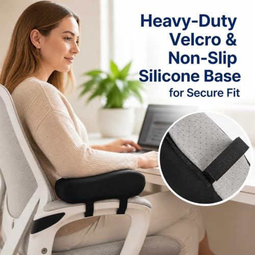 2 Pack Memory Foam Office Chair Armrest Pads, Ergonomic Elbow Support