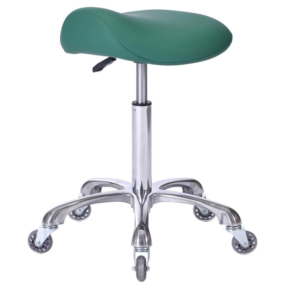 FRNIAMC Ergonomic Height-Adjustable Rolling Saddle Stool