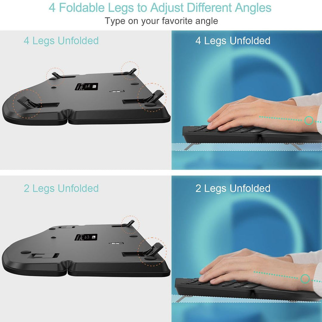 Arteck 2.4GHz Wireless Split Ergonomic Keyboard with Palm Rest