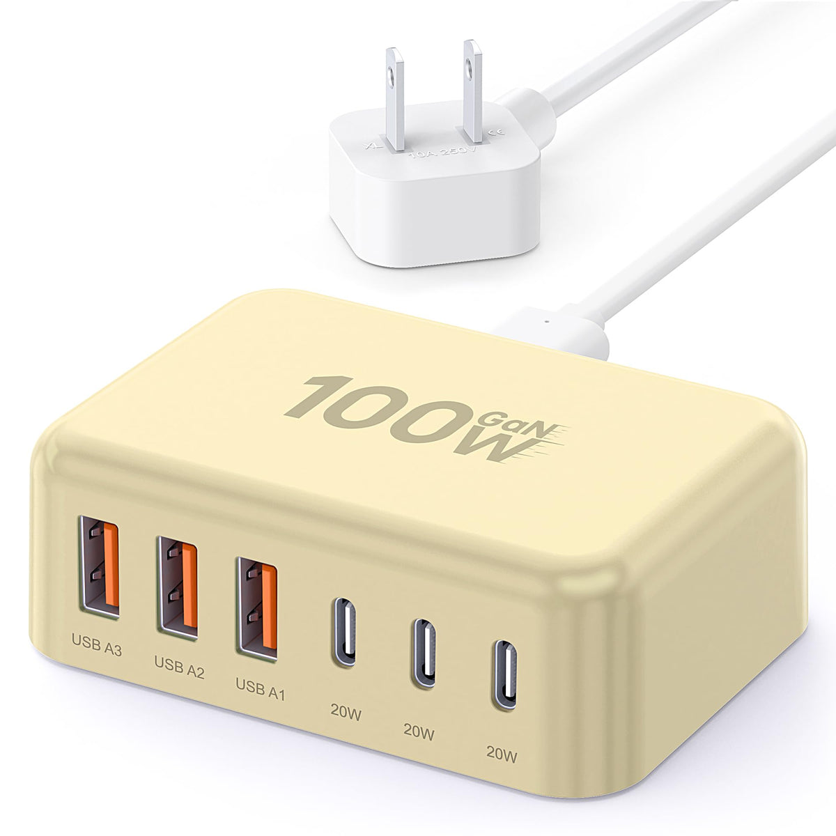 100W 6-Port GaN USB-C Fast Charging Station Hub