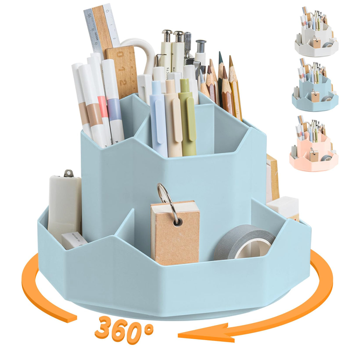 9-Slot 360° Rotating Desktop Pen and Pencil Organizer