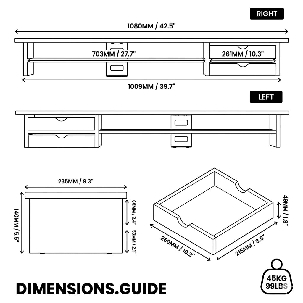 Fenge Monitor Riser Stand with Frosted Storage Drawer