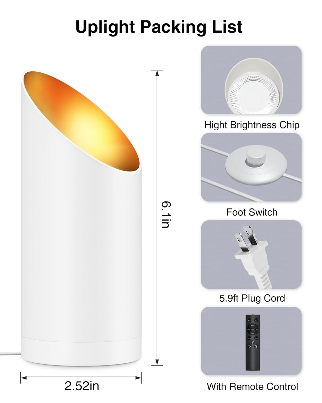 Abovizo Uplighting Indoor, 8W LED Floor Can Lights with Remote, White