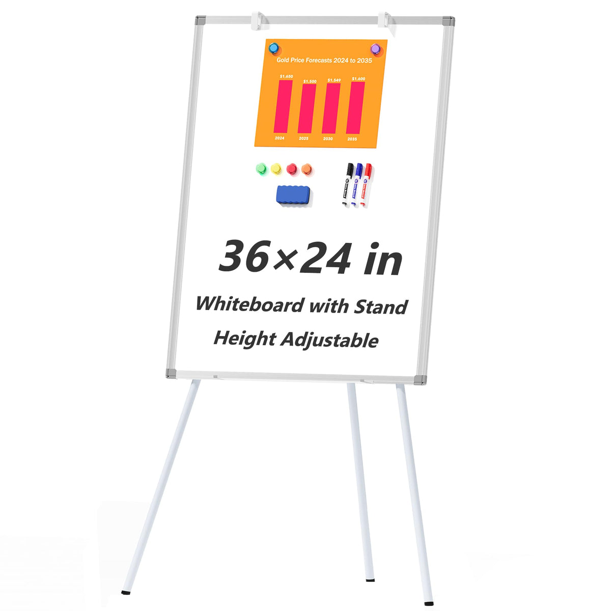 Double-Sided Magnetic Rolling Whiteboard with Stand