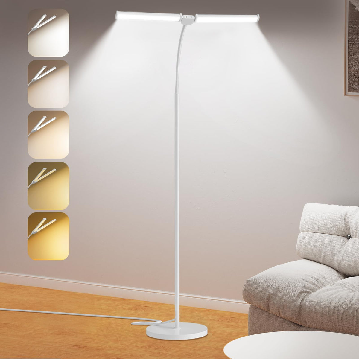 Dual-Head Gooseneck LED Floor Lamp with Remote Control