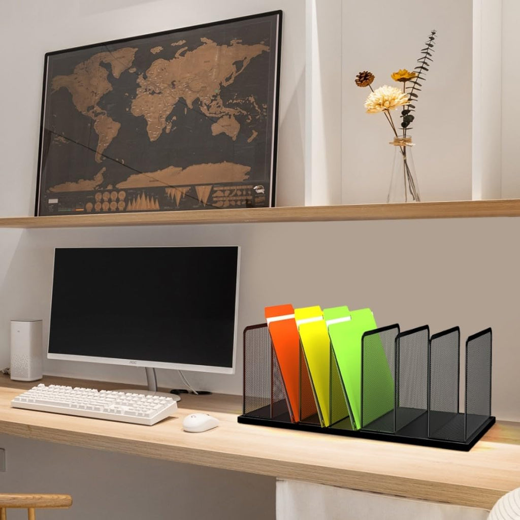 Kuntine.B Upright Mesh Desktop File Organizer for Office