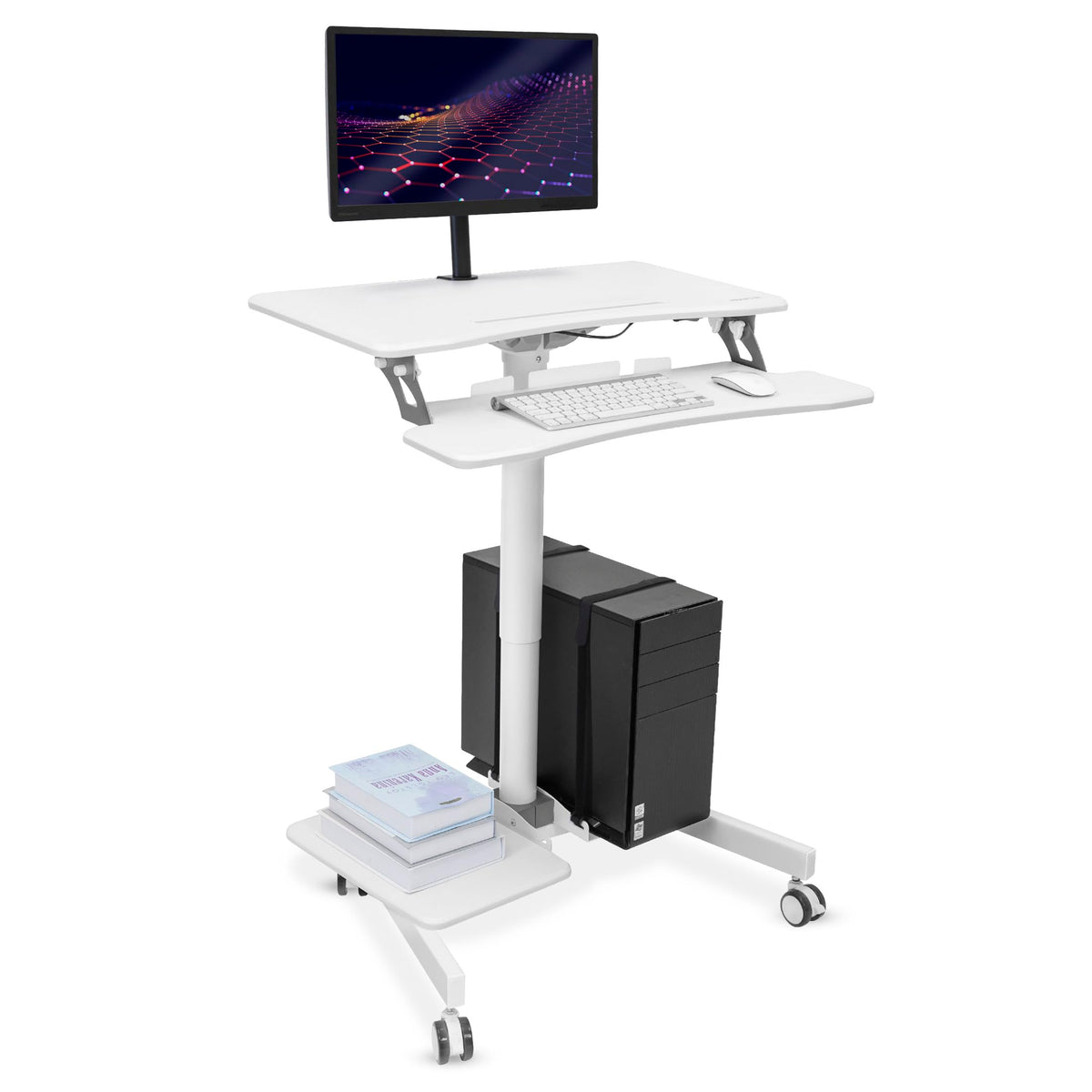 Mount-It! 28-Inch Height-Adjustable Rolling Computer Cart