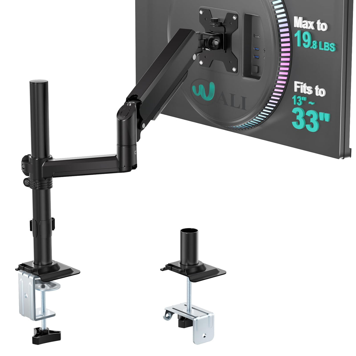 WALI Adjustable Monitor Arm Mount for Single to Quad Screens