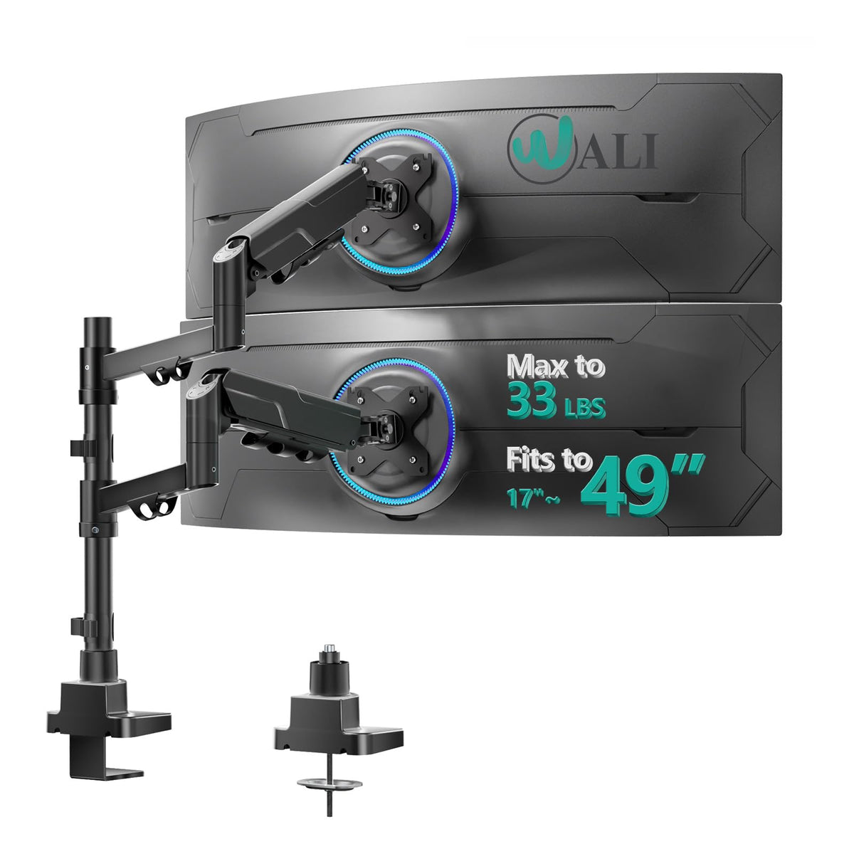 WALI Adjustable Monitor Arm Mount for Single to Quad Screens