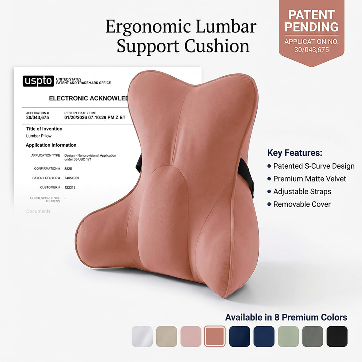 Ailuteie Lumbar Support Pillow for Lower Back Pain Relief – Multi-Functional Ergonomic Lumbar Cushion, Reading Pillow for Office Chair, Car Seat & Sofa