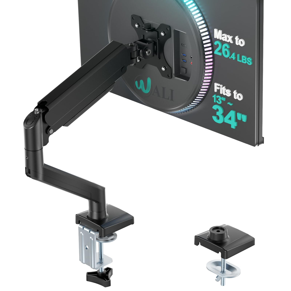 WALI Adjustable Monitor Arm Mount for Single to Quad Screens