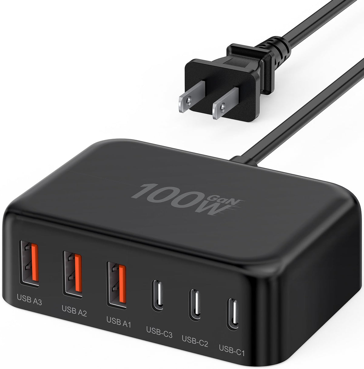 100W 6-Port GaN USB-C Fast Charging Station Hub