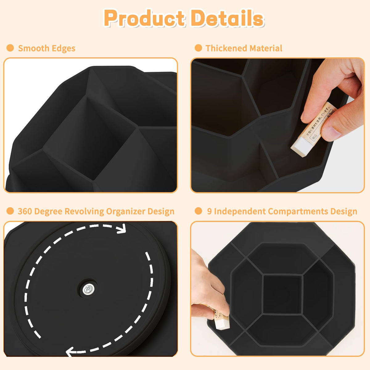 9-Slot 360° Rotating Desktop Pen and Pencil Organizer
