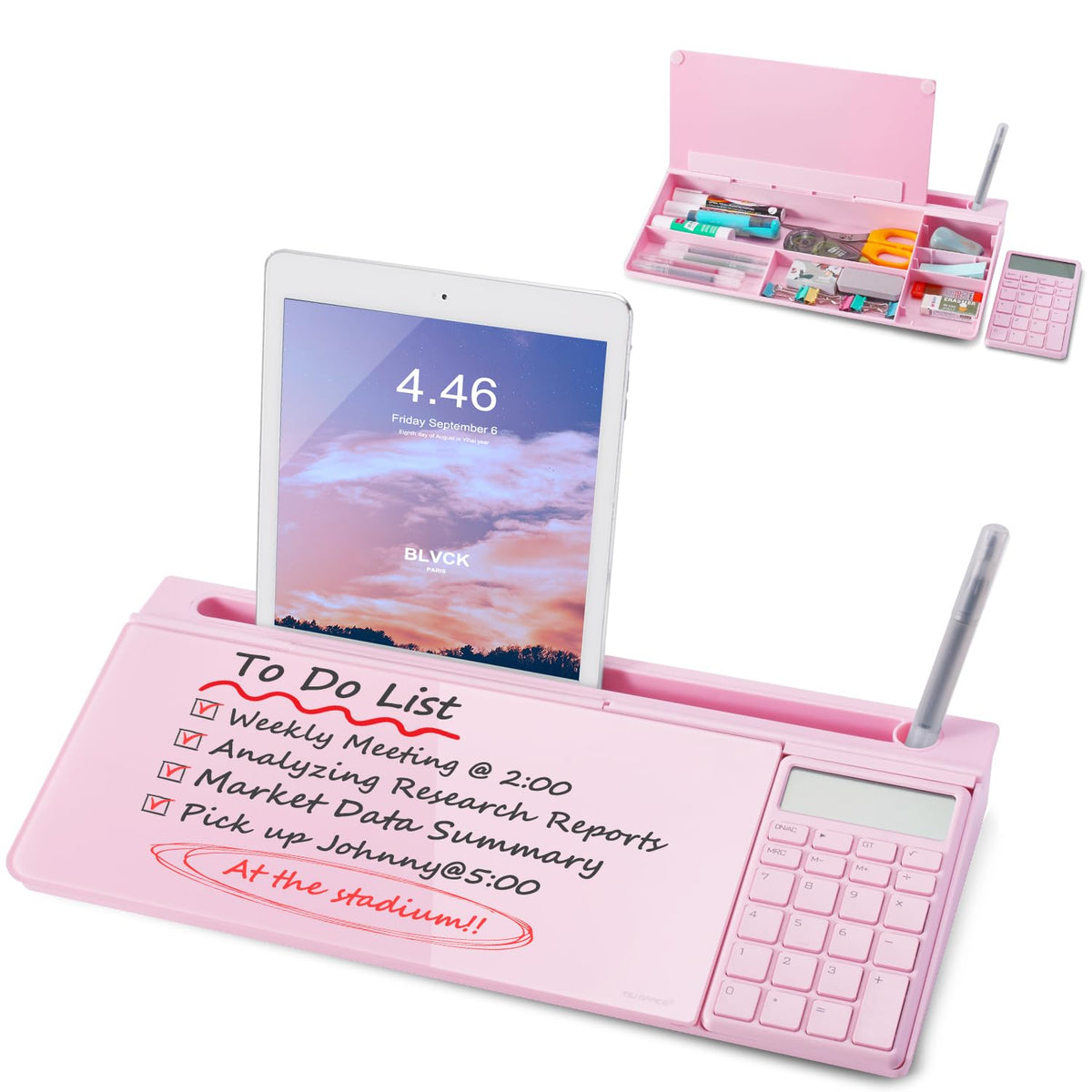 TSJ OFFICE Glass Desktop Dry Erase Board with Drawer