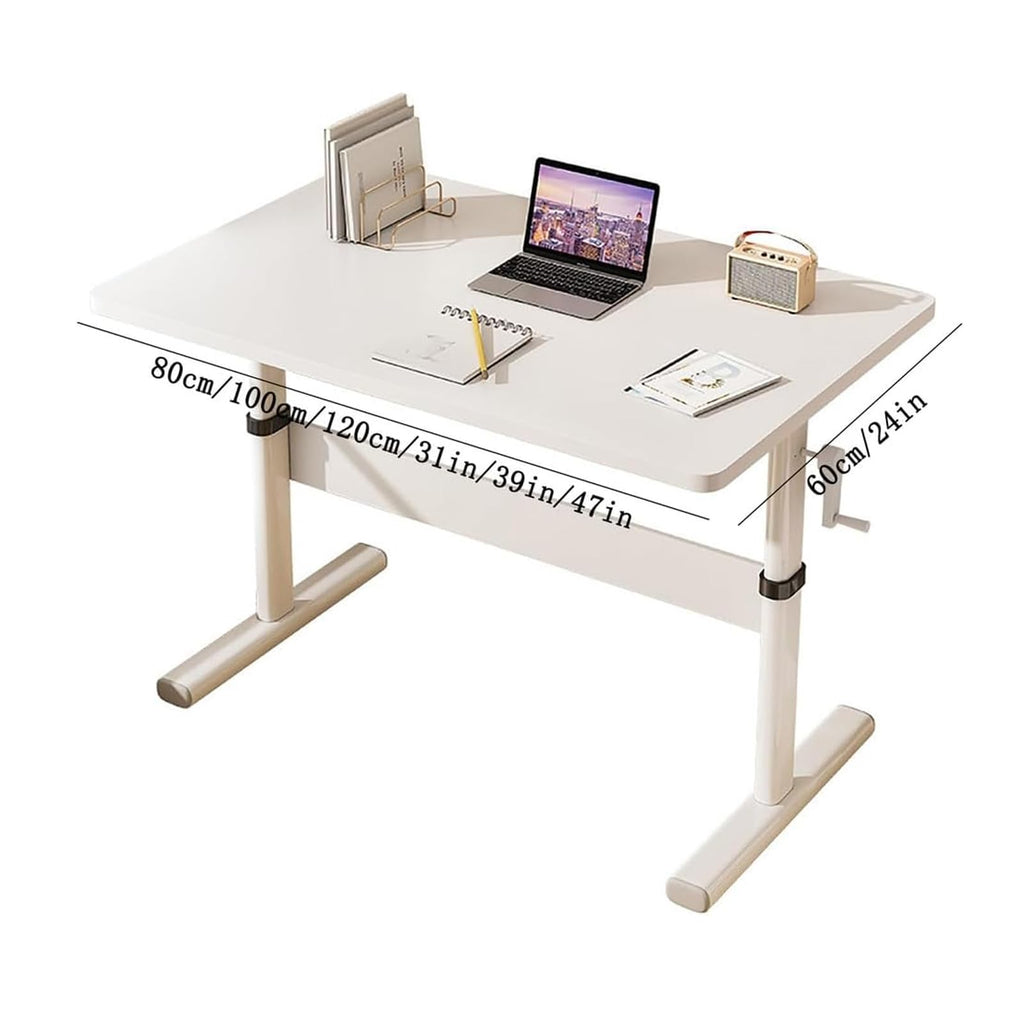 Manual Hand-Crank Height-Adjustable Standing Desk, 100x60cm