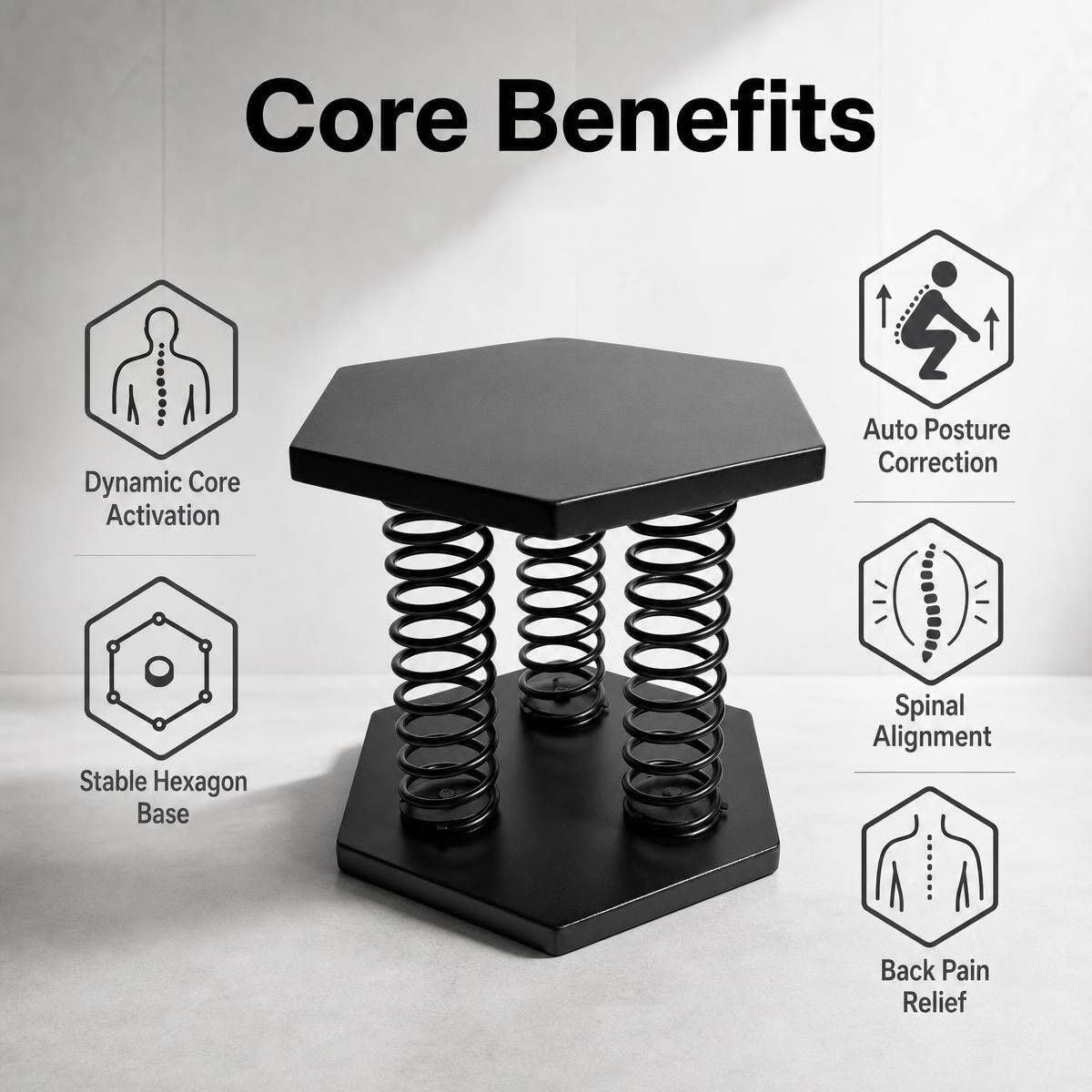 Deep Squat Stool with Springs, Active Sitting Chair for Posture Correction & Lower Back Support, Ergonomic Core & Glute Activation Balance Trainer, Pre-Assembled Stainless Steel Seat for Home, Office & Gym