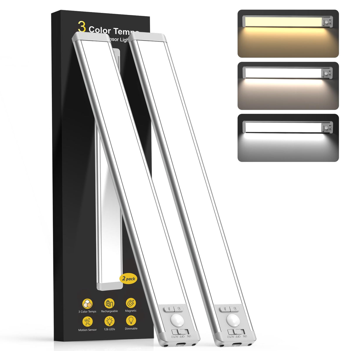 Rechargeable Magnetic Motion Sensor Under-Cabinet LED Lights
