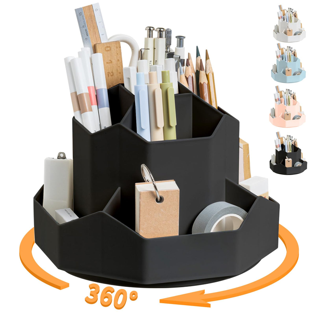9-Slot 360° Rotating Desktop Pen and Pencil Organizer