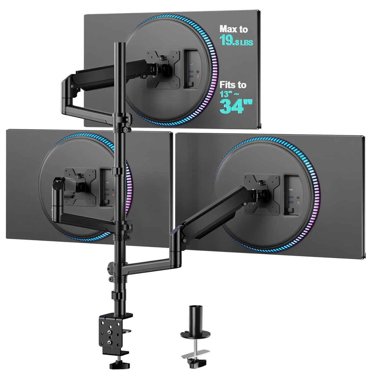 WALI Adjustable Monitor Arm Mount for Single to Quad Screens