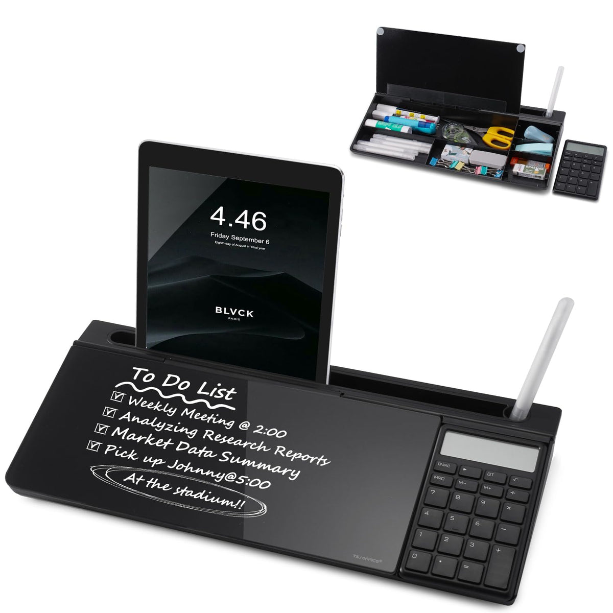 TSJ OFFICE Glass Desktop Dry Erase Board with Drawer