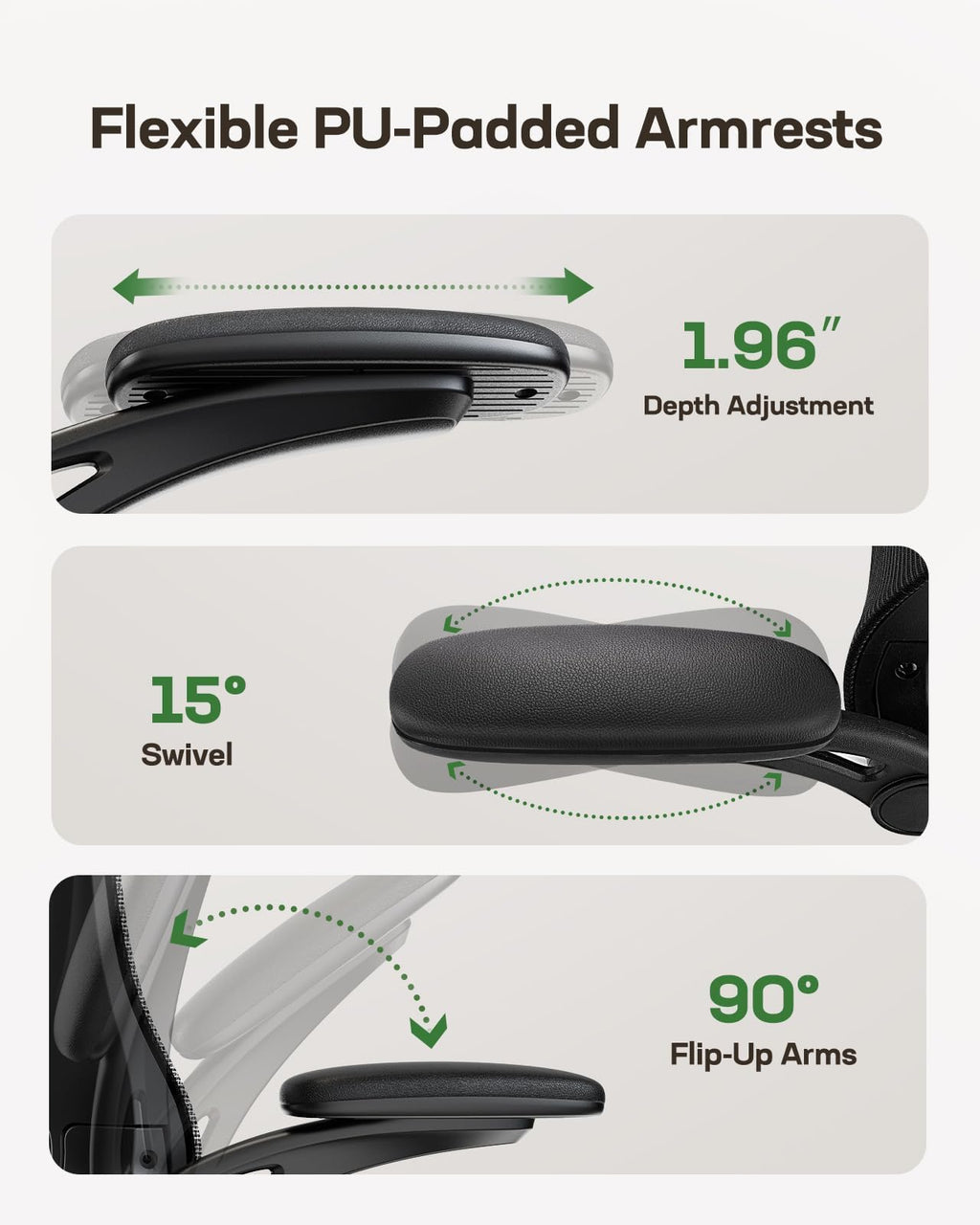 Marsail Ergonomic Office Chair with Adjustable 3D Armrests