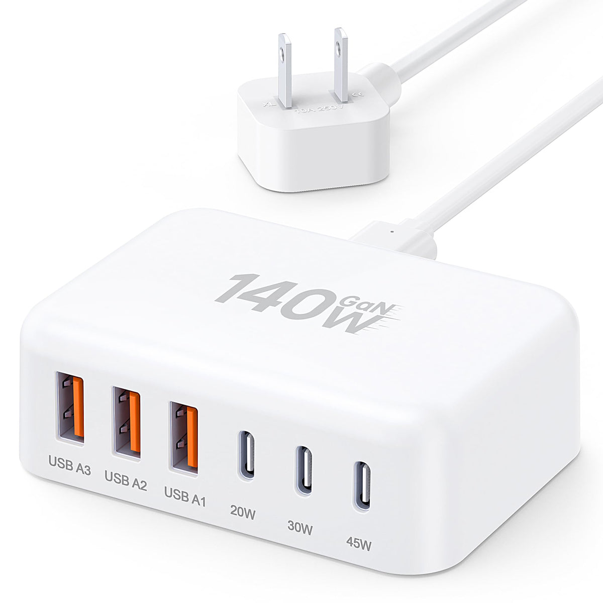 100W 6-Port GaN USB-C Fast Charging Station Hub