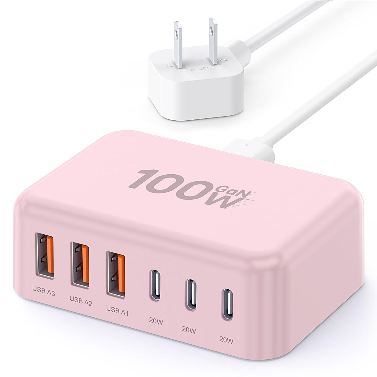 100W 6-Port GaN USB-C Fast Charging Station Hub