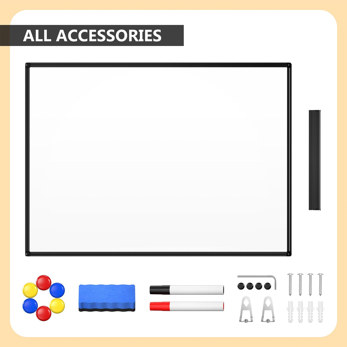 Large Magnetic Dry Erase Whiteboard with Aluminum Frame