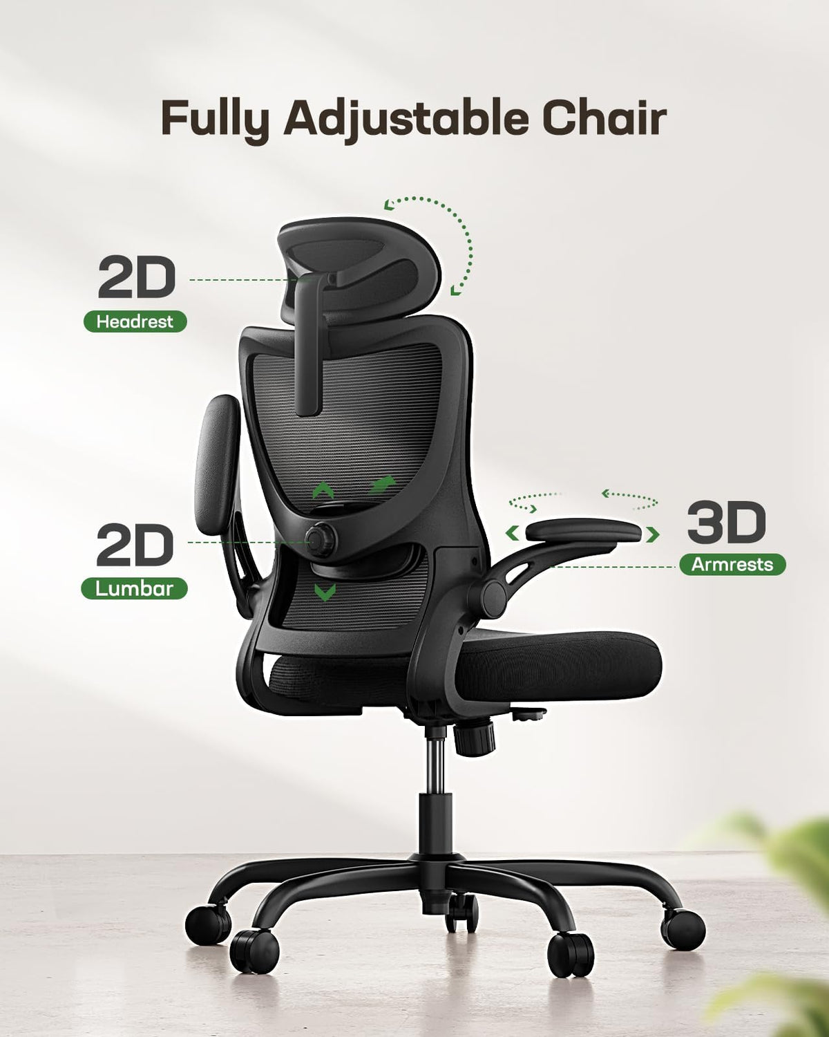 Marsail Ergonomic Office Chair with Adjustable 3D Armrests