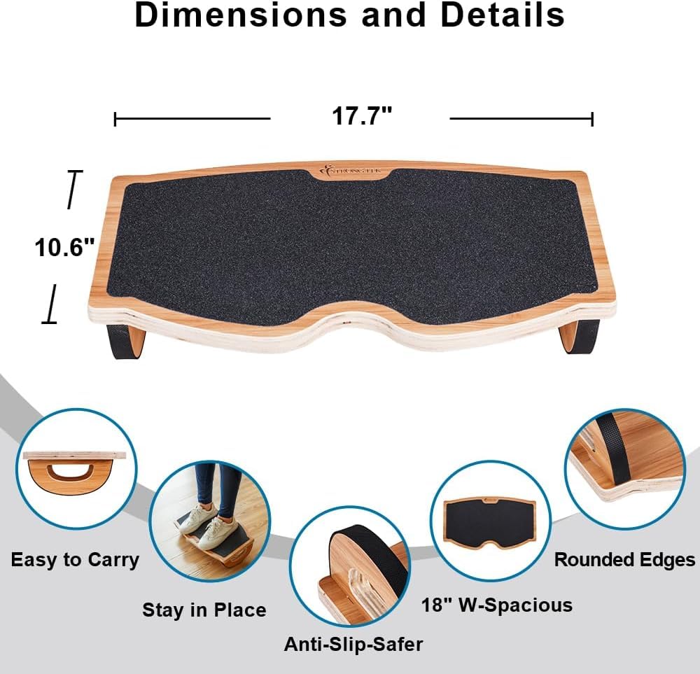 StrongTek Wooden Rocking Under-Desk Footrest, 350 lb Capacity