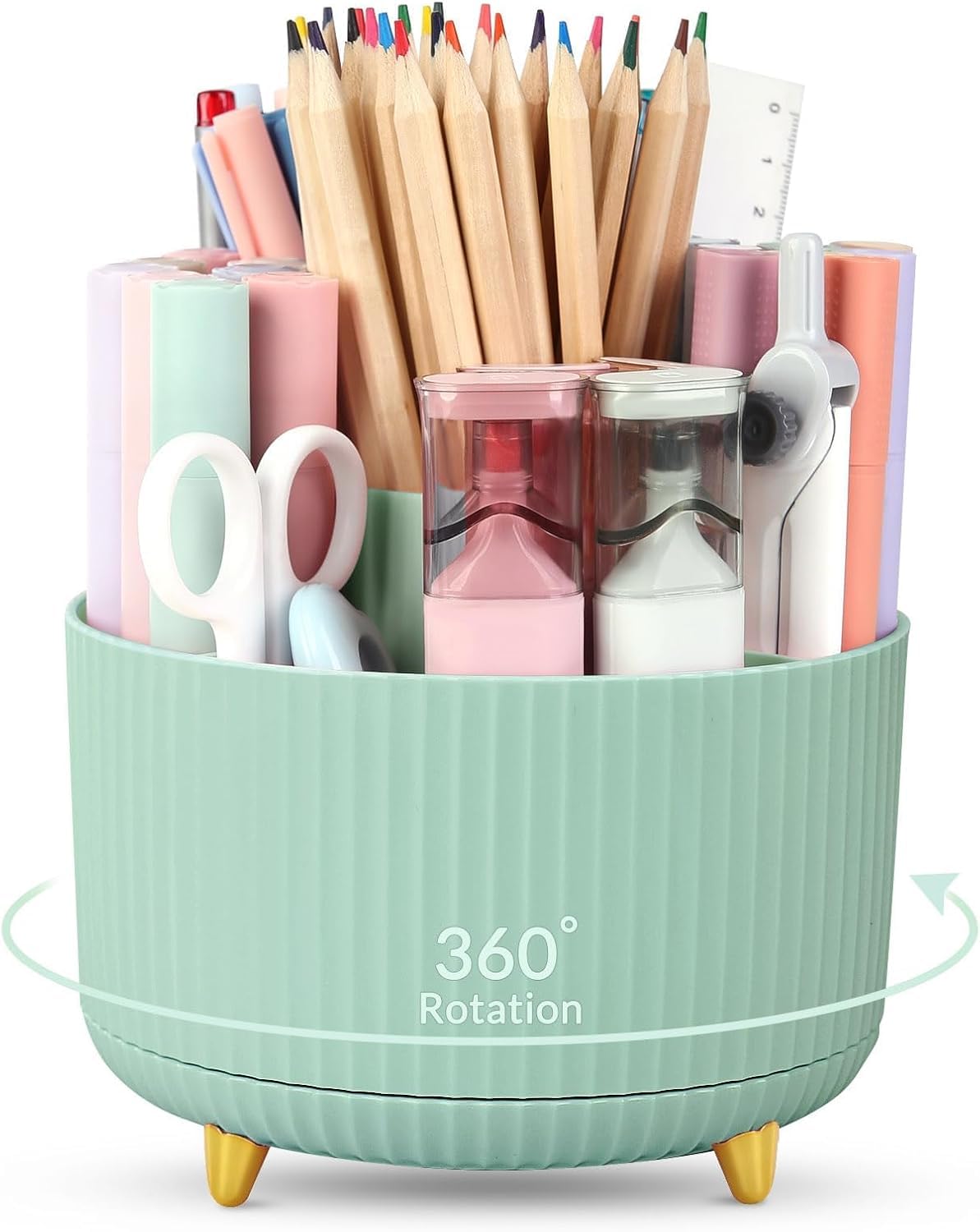 SKYDUE 5-Slot 360° Rotating Desktop Pen and Pencil Organizer