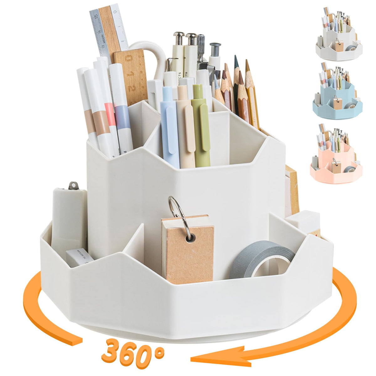 9-Slot 360° Rotating Desktop Pen and Pencil Organizer