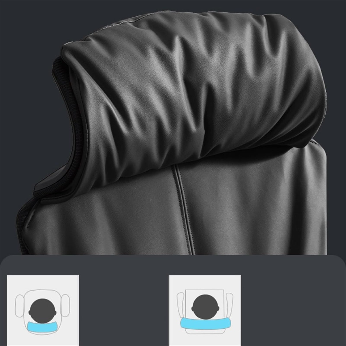 Ergonomic High-Back Leather Office Chair with Headrest, Grey