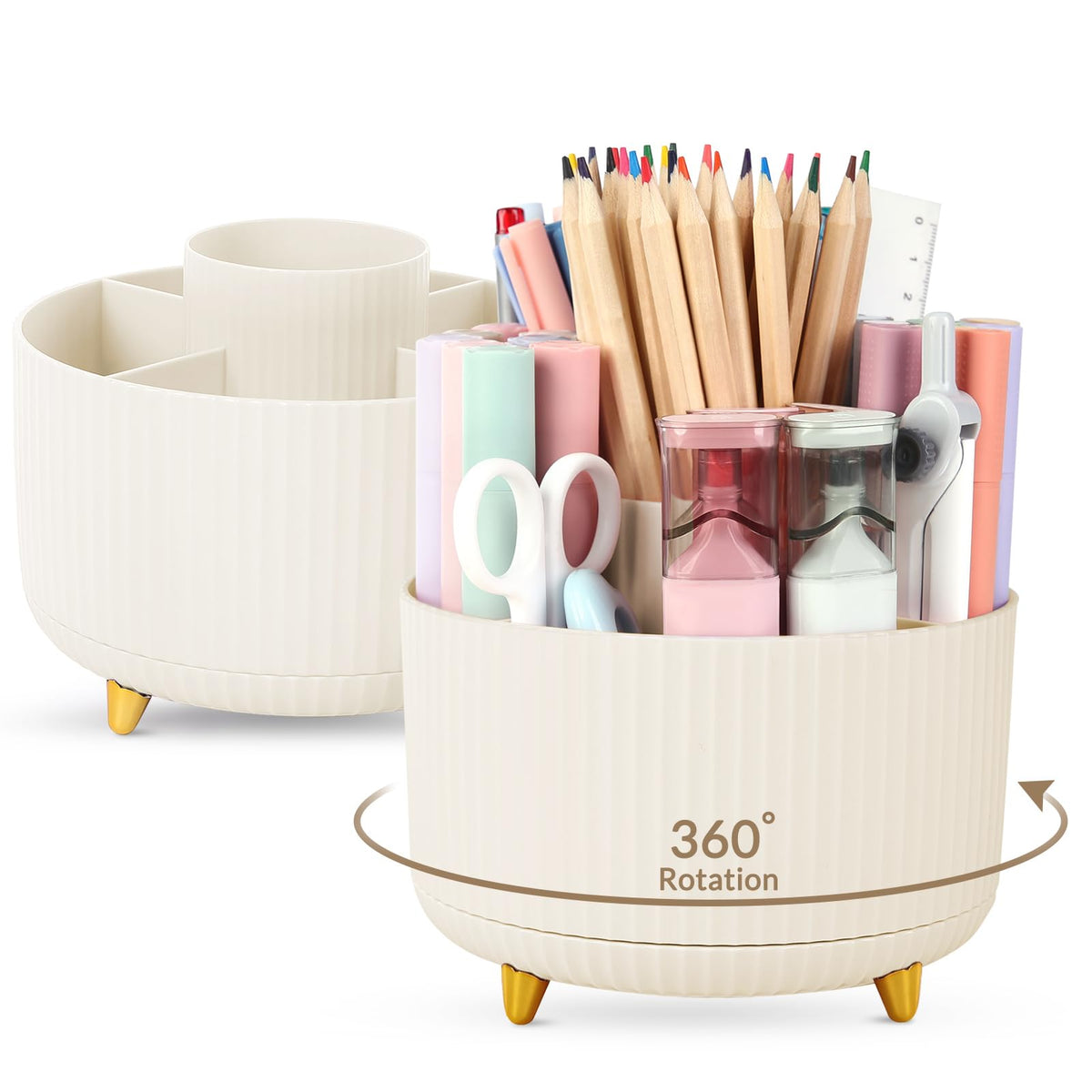 SKYDUE 5-Slot 360° Rotating Desktop Pen and Pencil Organizer