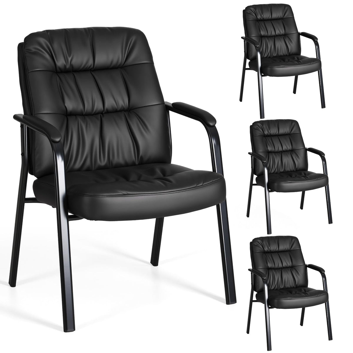 OLIXIS 500 lb PU Leather Guest Reception Chair, Brown