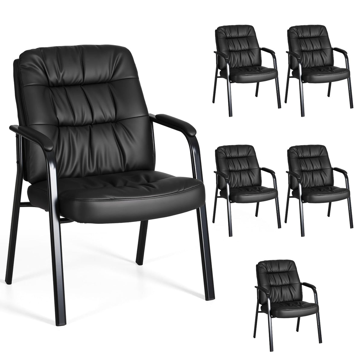 OLIXIS 500 lb PU Leather Guest Reception Chair, Brown