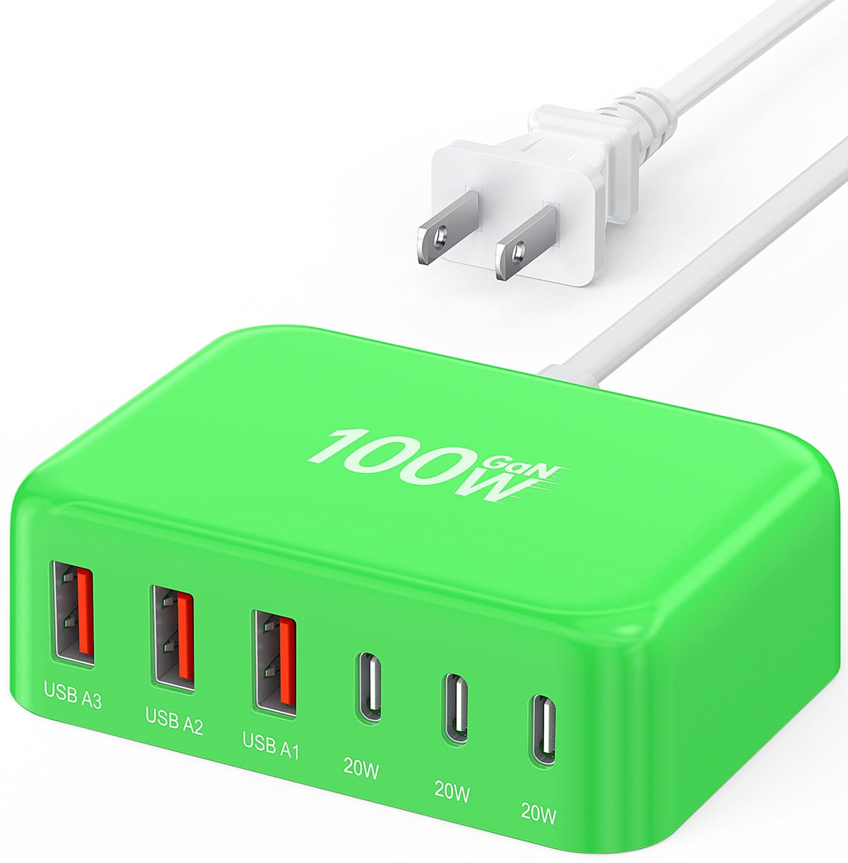 100W 6-Port GaN USB-C Fast Charging Station Hub