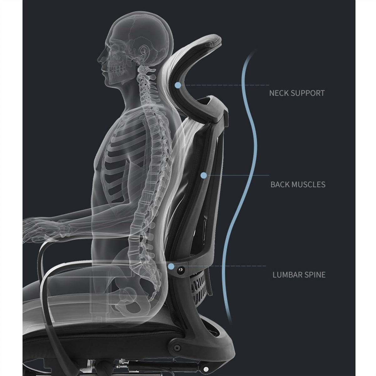 Ergonomic High-Back Leather Office Chair with Headrest, Grey