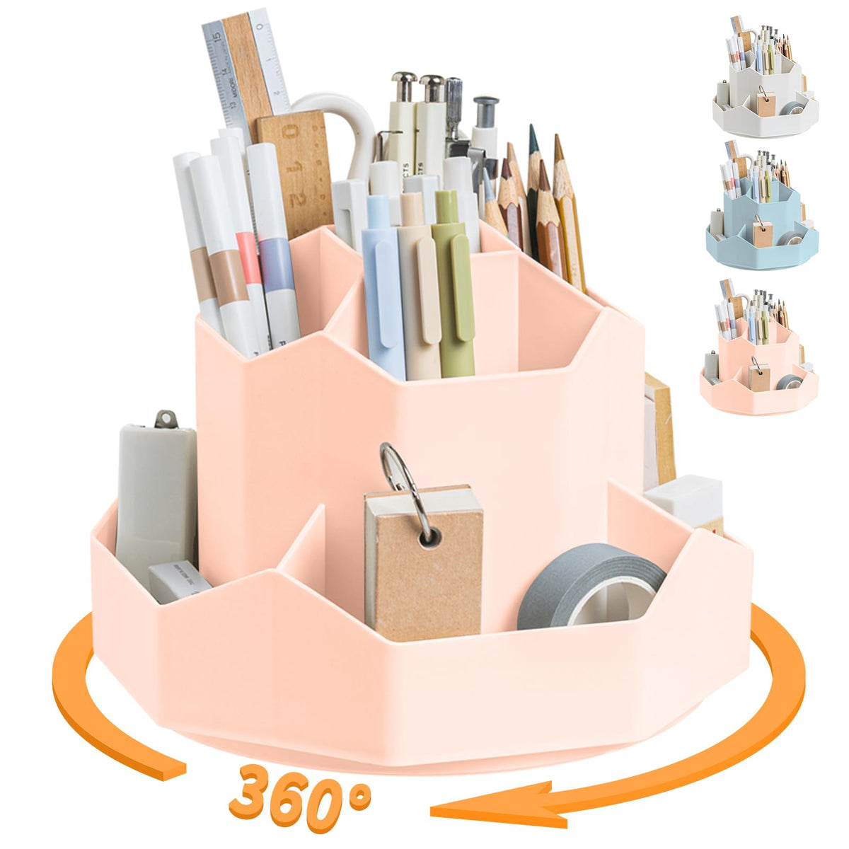 9-Slot 360° Rotating Desktop Pen and Pencil Organizer