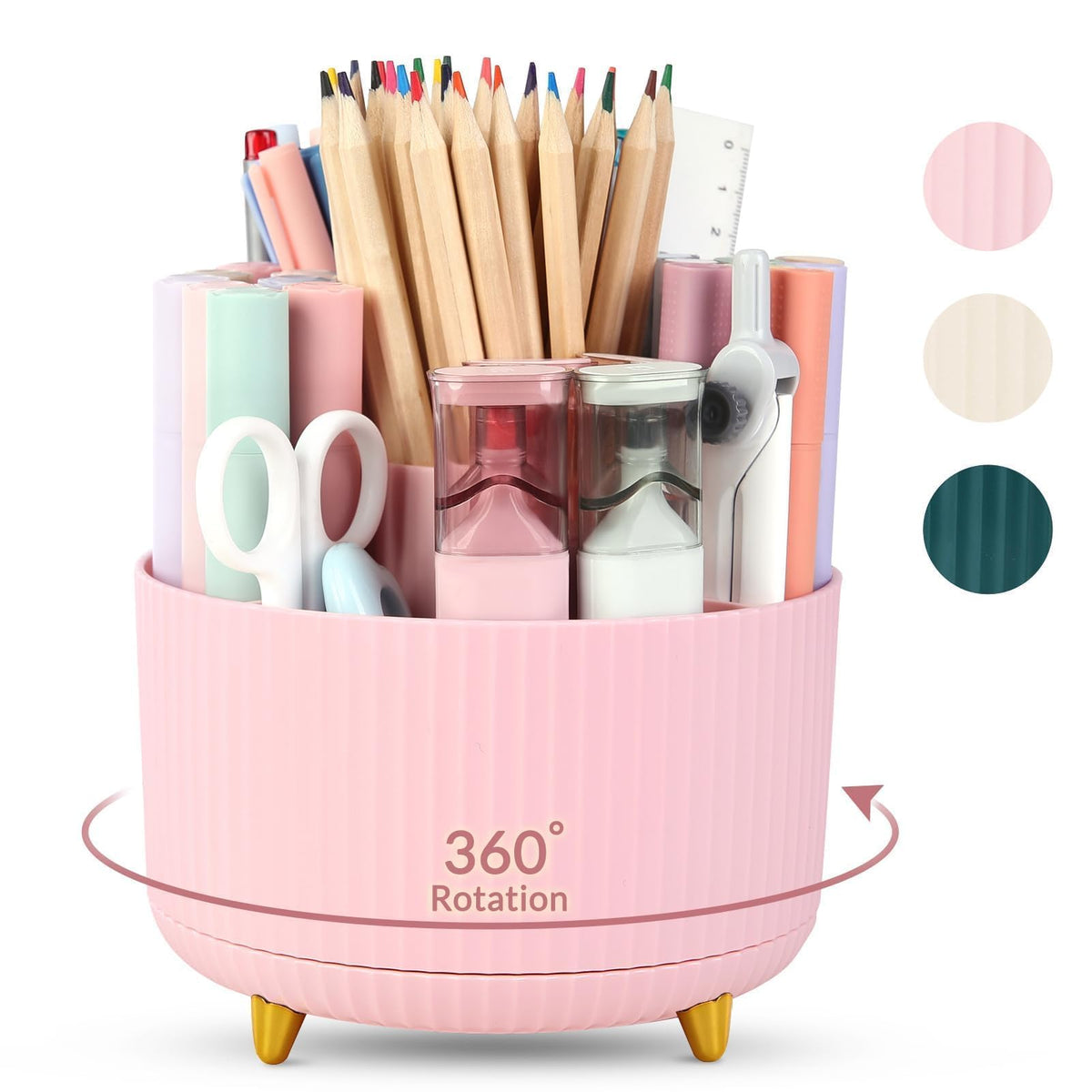 SKYDUE 5-Slot 360° Rotating Desktop Pen and Pencil Organizer