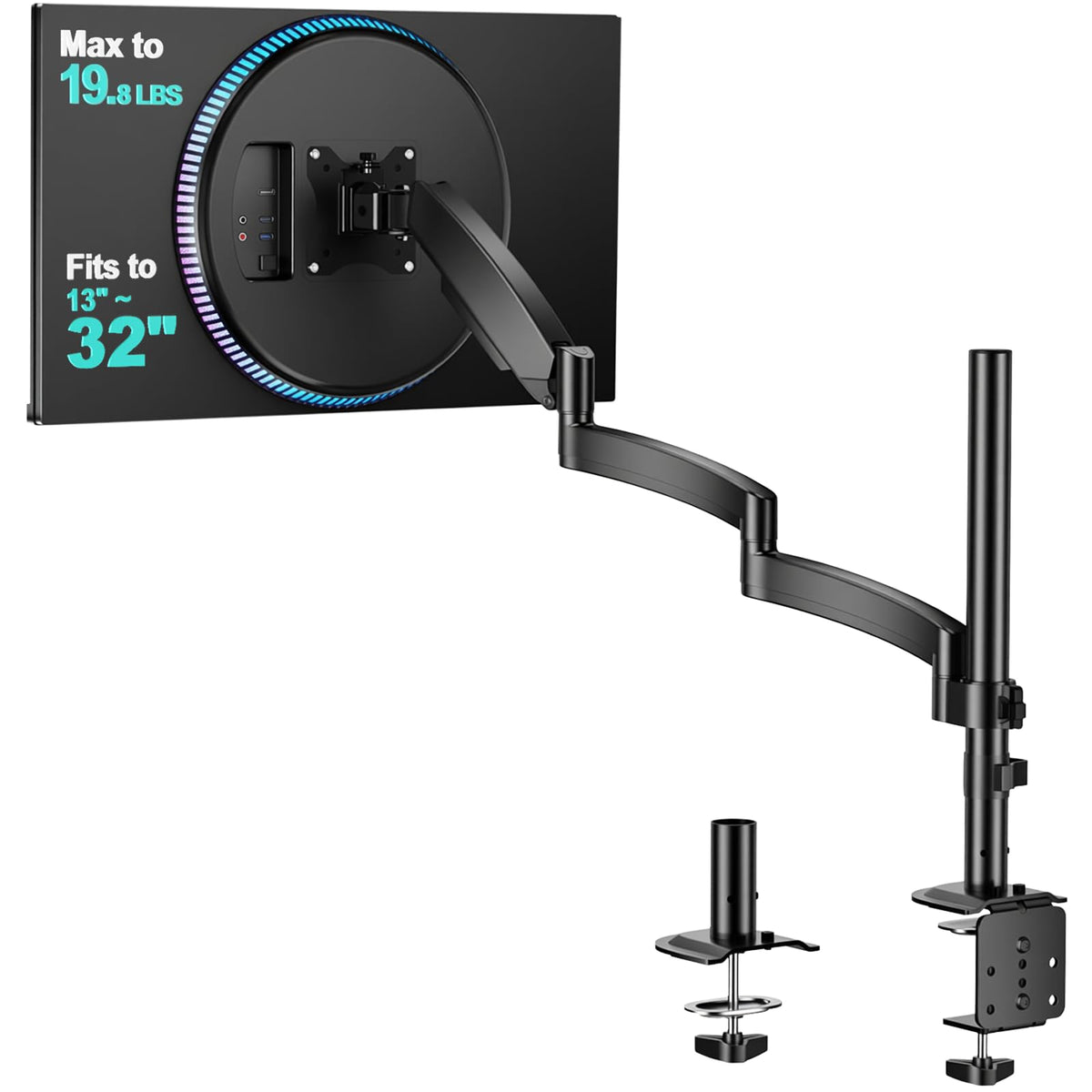 WALI Adjustable Monitor Arm Mount for Single to Quad Screens