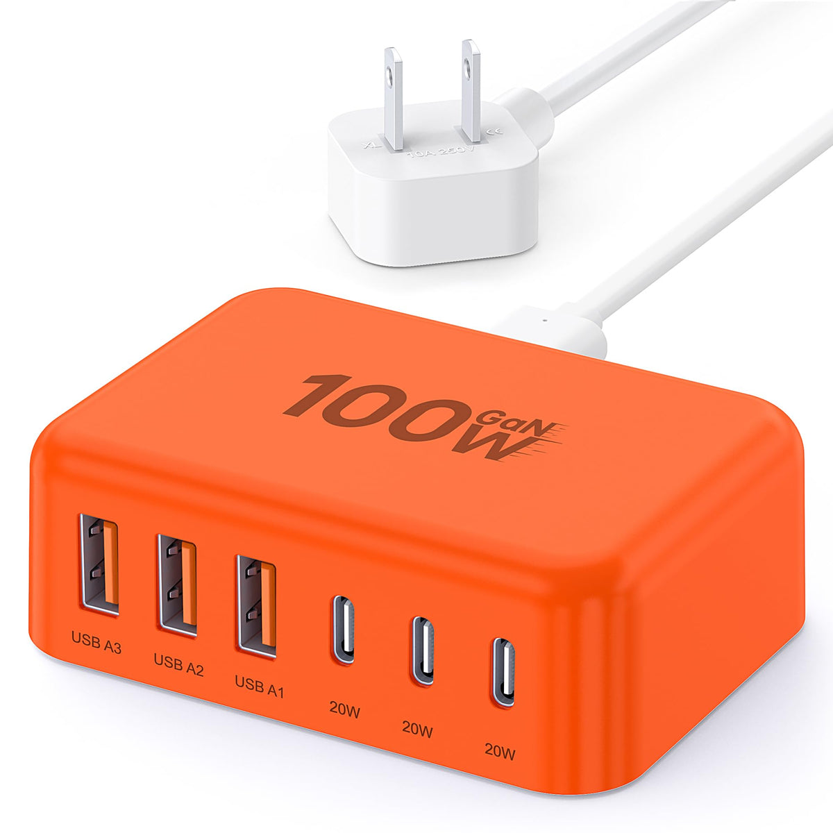 100W 6-Port GaN USB-C Fast Charging Station Hub