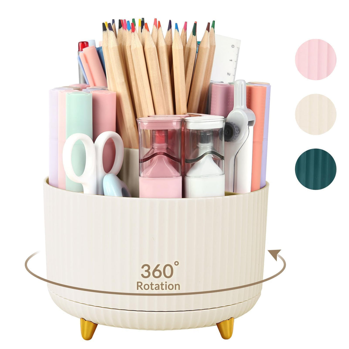 SKYDUE 5-Slot 360° Rotating Desktop Pen and Pencil Organizer