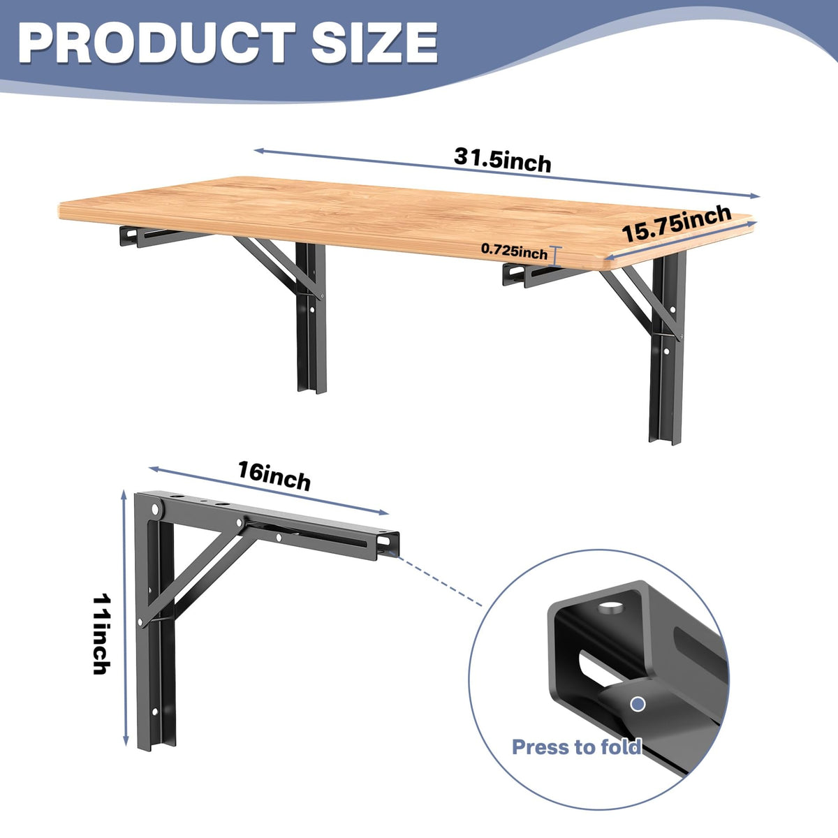 WALMANN Heavy-Duty Wall-Mounted Folding Workbench Table