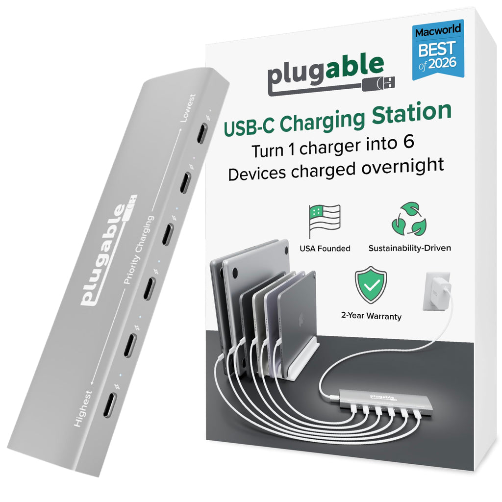 Plugable 6-Port USB-C Charging Station, 100W Priority Charging