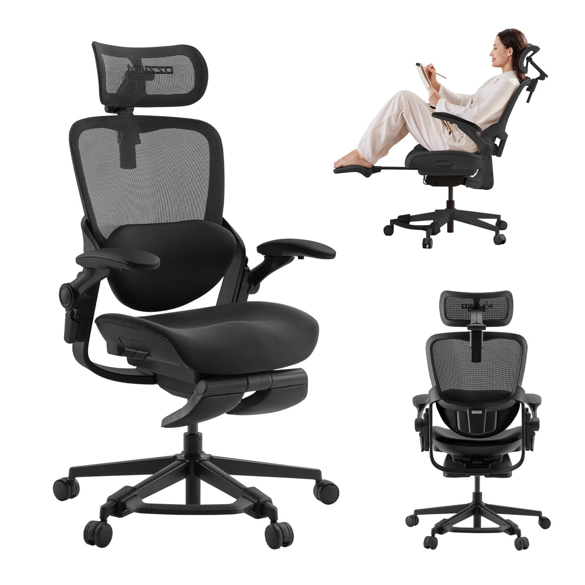 MUSSO E80 Muse Petite Ergonomic Office Chair with Footrest
